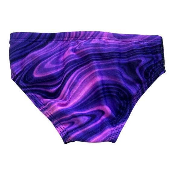 TYR Boys Tyreco Durafast Elite Racer Brief Swimsuit Allover Print Purple Size 24 - Picture 2 of 4